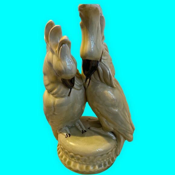 Vintage Cockatoo Lovebirds by Meiselman Imports Italy Light Green Glaze - Picture 11 of 14